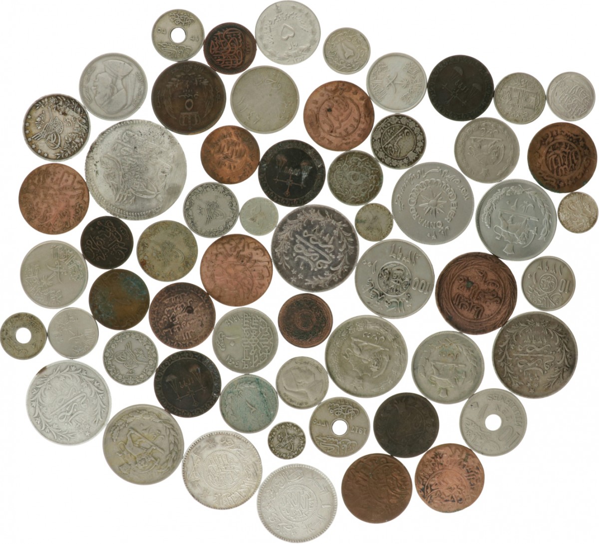 Middle East and North Africa. Lot (58) Silver And Copper-nickel Coins. 18th - 20th century.