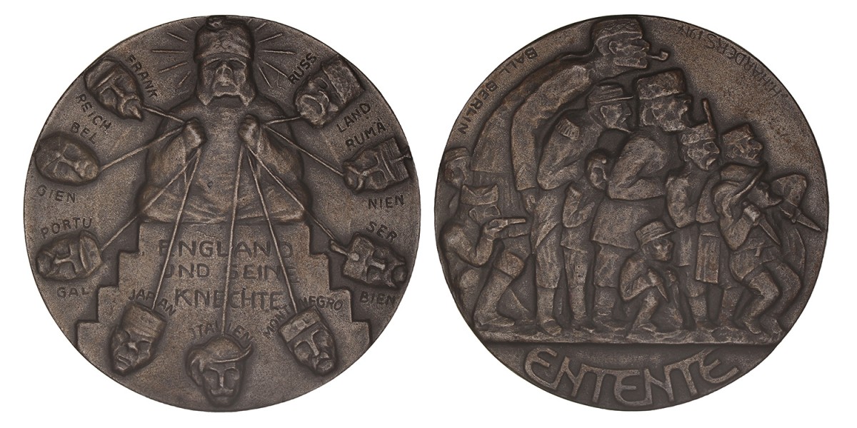 Germany. Empire. 1917. Satirical medal 'England und seine Knechte'.