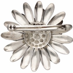 Sterling zilveren bloemvormige broche door Deense designer S. Christian Fogh.