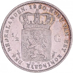 ½ Gulden. Willem III. 1860. Zeer Fraai / Prachtig.