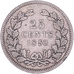 25 Cent. Willem III. 1850. Fraai +.