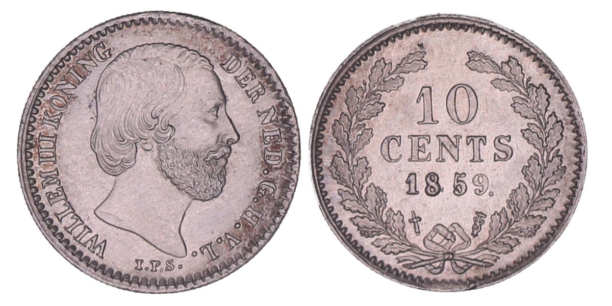 10 Cent. Willem III. 1859. Prachtig / FDC.
