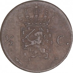 VERWIJDEREN UIT DROP ½ Cent. Willem I. 1822 U. Zeer Fraai +.