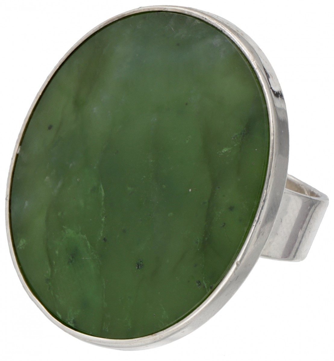 Sterling zilveren Niels Erik (N.E.) From ring bezet met ca. 2.82 ct. nefriet jade.