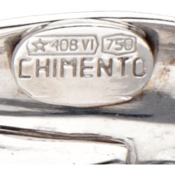 18 kt. Witgouden Chimento Italiaans design broche bezet met ca. 0.12 ct. diamant.