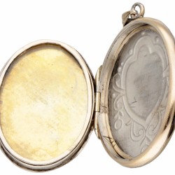 Verguld BWG zilveren medaillon hanger met handgeschilderde emaille.