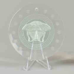 Een lot van (4) glazen kerst ornamenten gedecoreerd met een (geslepen) medusa. Rosenthal voor Versace.