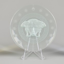 Een lot van (4) glazen kerst ornamenten gedecoreerd met een (geslepen) medusa. Rosenthal voor Versace.