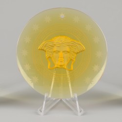 Een lot van (4) glazen kerst ornamenten gedecoreerd met een (geslepen) medusa. Rosenthal voor Versace.