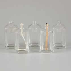 Een lot van (5) glazen olielampjes gedecoreerd met medusa. Rosenthal voor Versace.