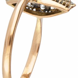 18 kt. Geelgouden markies ring bezet met ca. 0.58 ct. diamant.