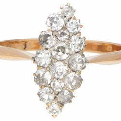 18 kt. Geelgouden markies ring bezet met ca. 0.58 ct. diamant.