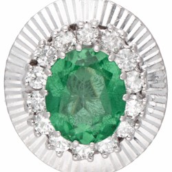 14 kt. Witgouden cocktail ring bezet met ca. 0.70 ct. diamant en synthetische spinel.