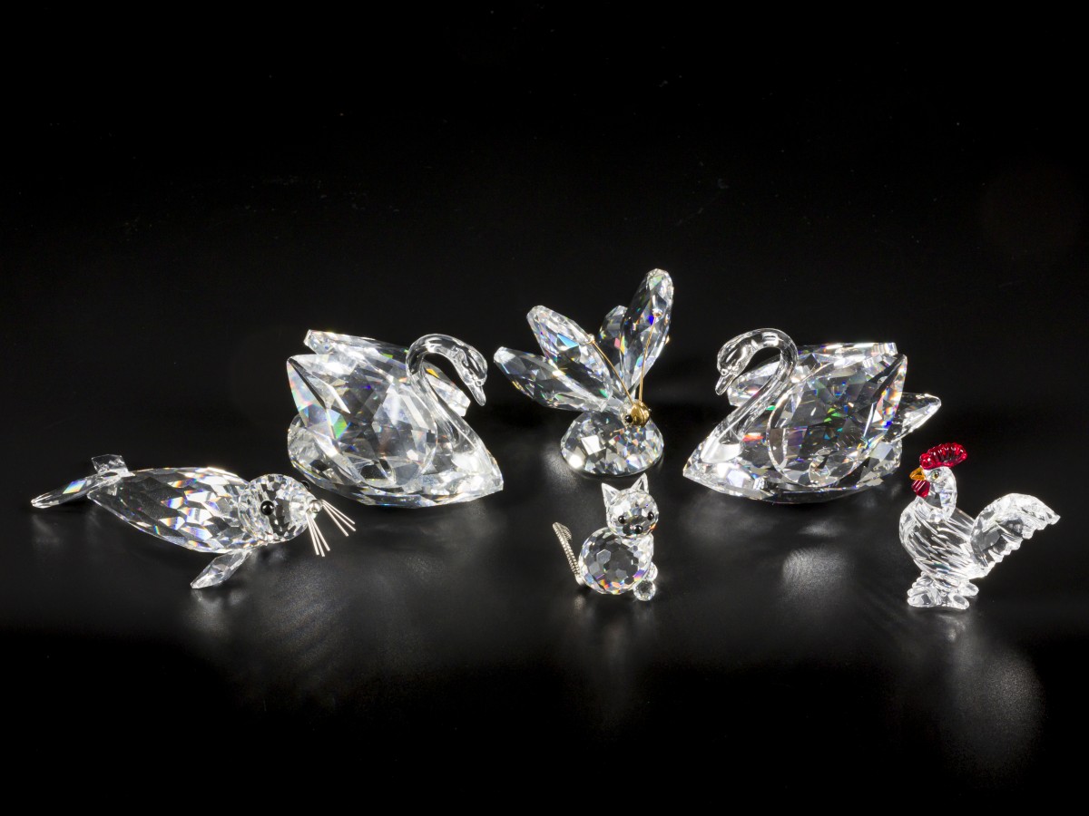 (6) delig lot Swarovski miniaturen.