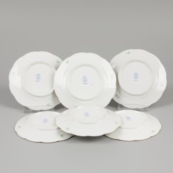 Een set van (6) porseleinen bordjes met Apponyi Green decor. Herend, eind 20e eeuw.