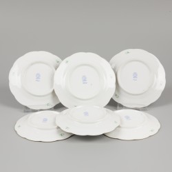 Een set van (6) porseleinen bordjes met Apponyi Green decor. Herend, eind 20e eeuw.