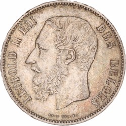 Belgium. Leopold II. 5 Francs. 1873.