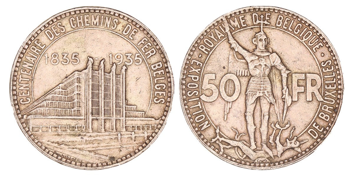 Belgium. Leopold III. 50 Francs. 1935.