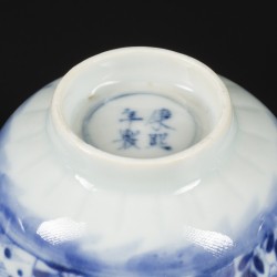 Een lot divers blauw-wit porselein waaronder met krab en baars decor. China, 19e eeuw.