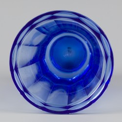 Josef Hoffmann - Moser Karlsbad - Art Nouveau geometrisch geslepen blauwe glazen vaas