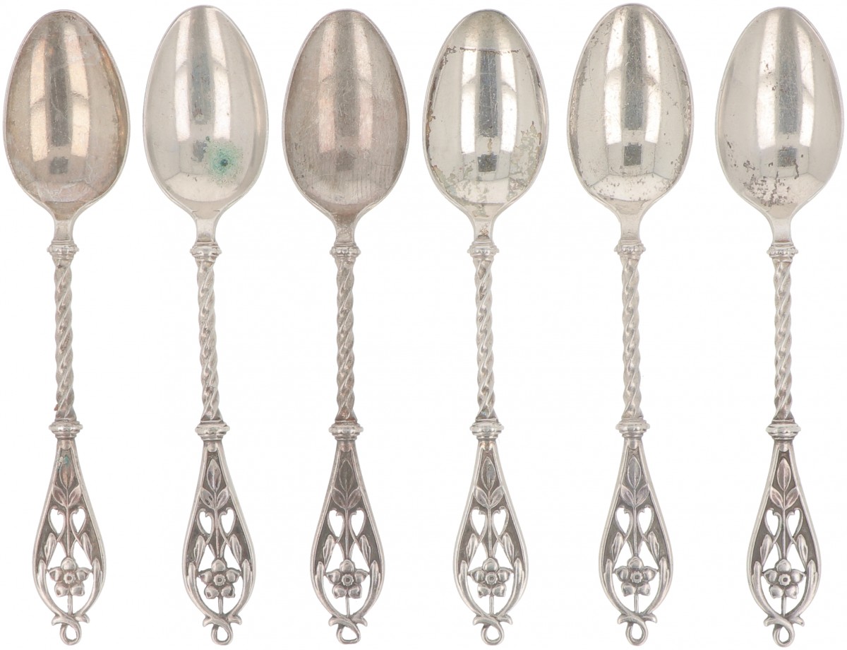 (6) delige set theelepels zilver.