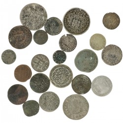 German states. Lot (22) Silver and copper coins. 17th century - 18th century.