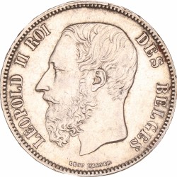 Belgium. Leopold II. 5 Francs. 1870.