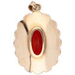 Rosegouden hanger, met bloedkoraal - 14 kt.