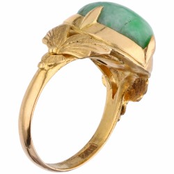 Geelgouden solitair ring, met jade - 22 kt.
