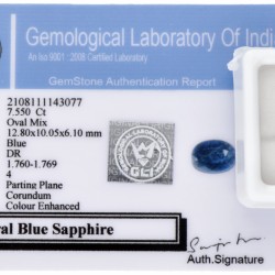 GLI-gecertificeerde natuurlijke saffier 7.550 ct.