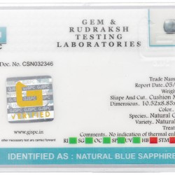 GJSPC-gecertificeerde natuurlijke saffier 4.46 ct.