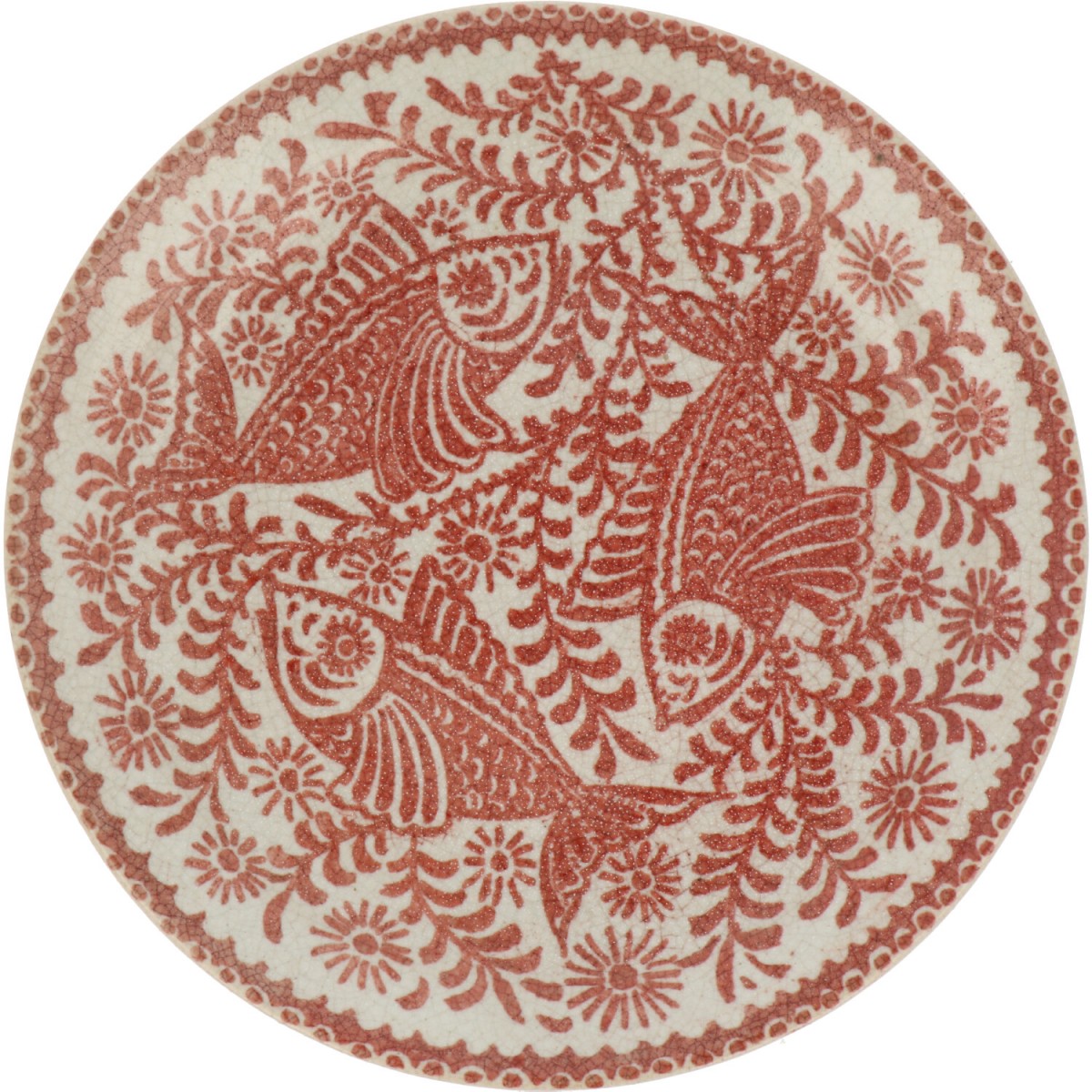 Porceleyne Fles - Rood-Craquele wandbord.