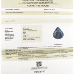 IDT-gecertificeerde natuurlijke saffier 27.19 ct.