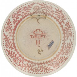Porceleyne Fles - Rood-Craquele wandbord.