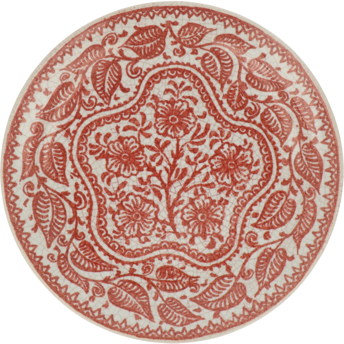 Porceleyne Fles - Rood-Craquele wandbord.