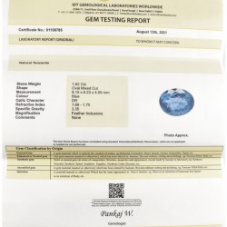 IDT-gecertificeerde natuurlijke tanzaniet 1.62 ct.