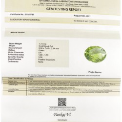 IDT-gecertificeerde natuurlijke peridoot 1.74 ct.