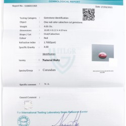 ITLGR-gecertificeerde natuurlijke robijn 4.01 ct.