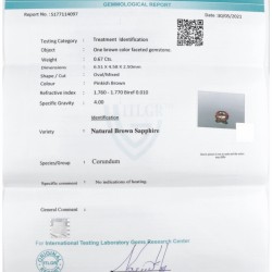 ITLGR-gecertificeerde natuurlijke saffier 0.67 ct.