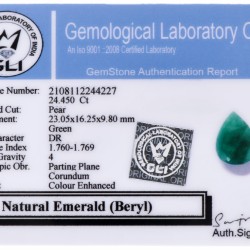 GLI-gecertificeerde natuurlijke smaragd 24.450 ct.