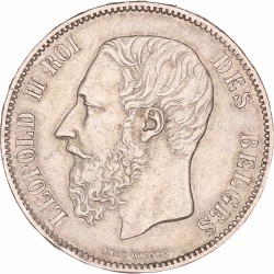 Belgium. Leopold II. 5 Francs. 1873.