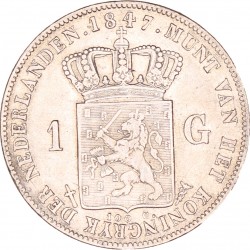 1 Gulden. Willem II. 1847. Zeer Fraai / Prachtig.