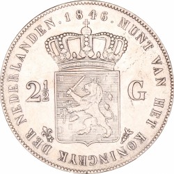 2½ Gulden. Willem II. 1846 Lelie. Prachtig.