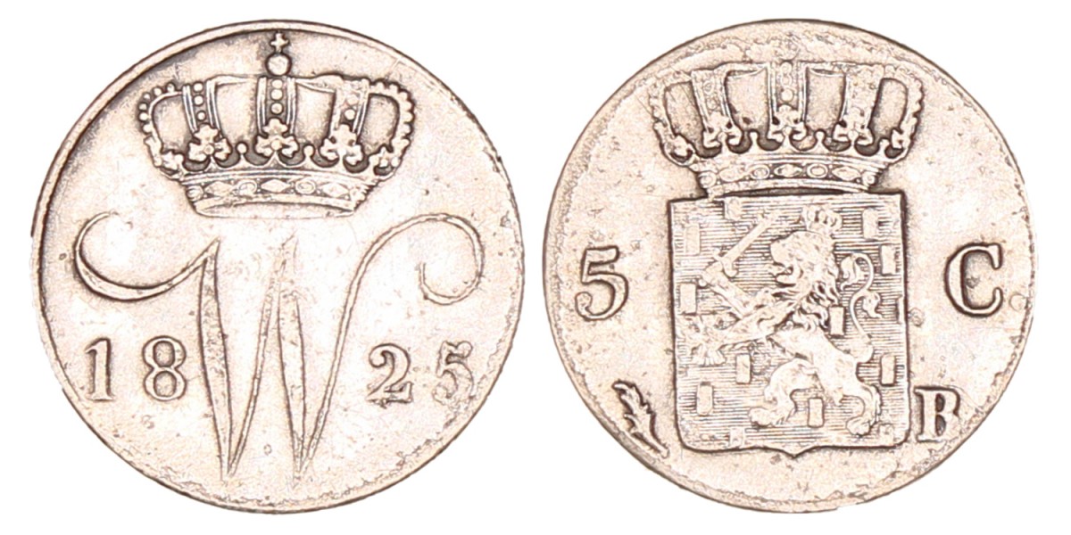 5 Cent. Willem I. 1825. Zeer Fraai -.