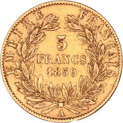 France. Napoleon III. 5 Francs. 1859 A.