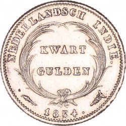 ¼ Gulden. Willem I. 1834. Prachtig / UNC.