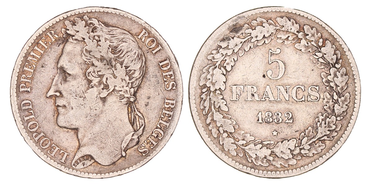 Belgium. Leopold I. 5 Francs. 1832.