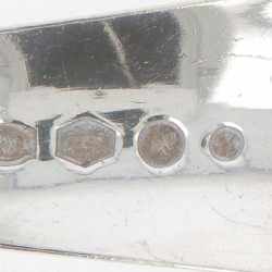 (2) delig lot dienlepels Haags lofje zilver.