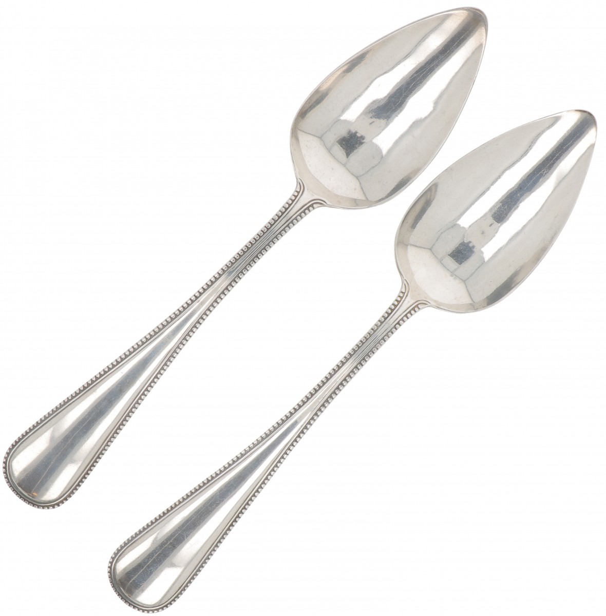 (2) delige set groentelepels zilver.