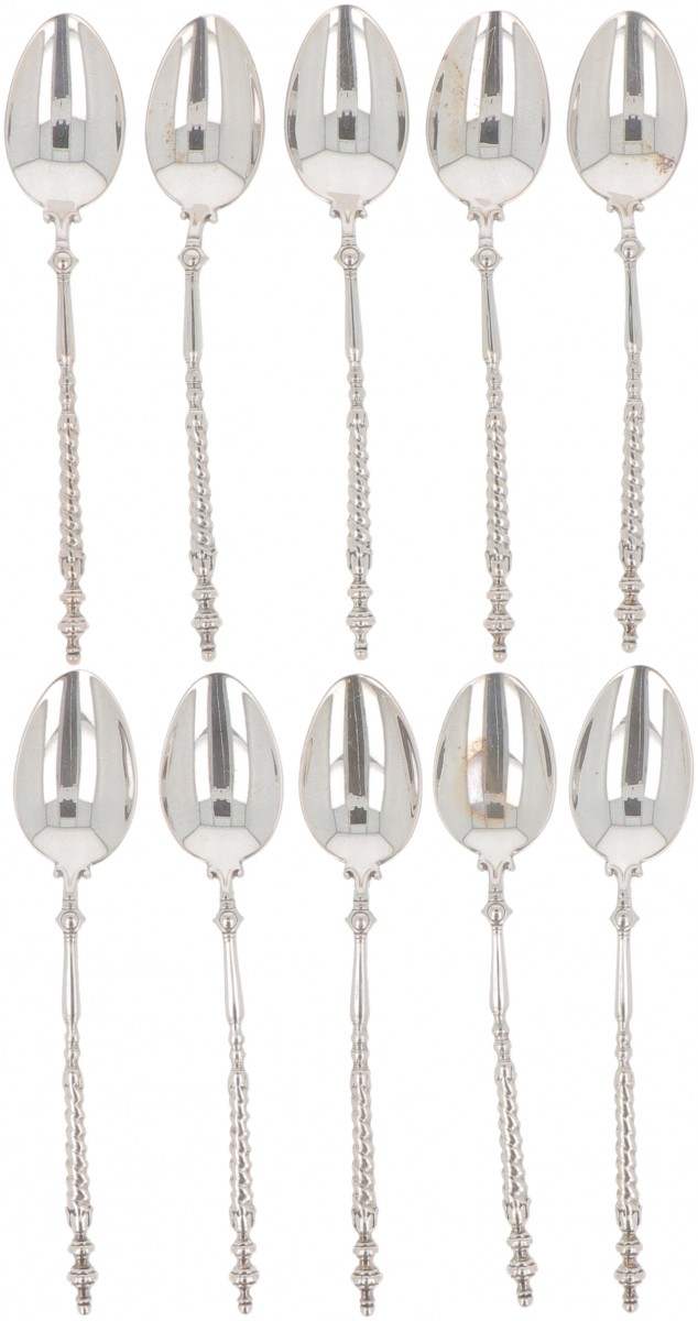 (10) delige set theelepels zilver.
